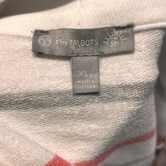 T by Talbots Cozy Crush Half Zip Pullover Striped XL P Preppy Golf Tennis EUC! - Picture 5 of 7